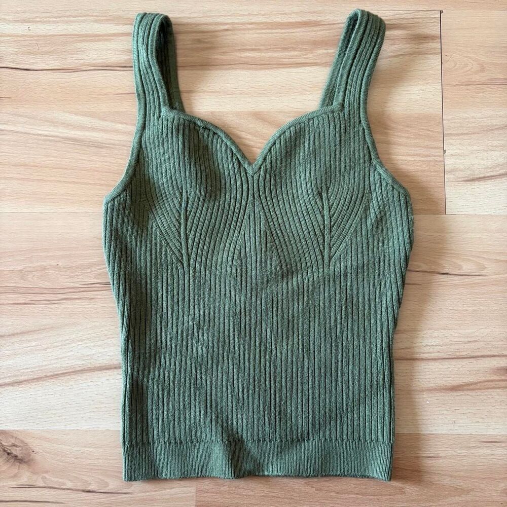 Abercrombie & Fitch Green Cozy Knit Fairycore Sweater Tank Top size XS